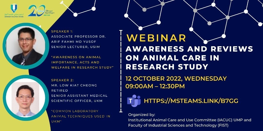 Webinar on “Awareness and Reviews on Animal Care in Research Study”