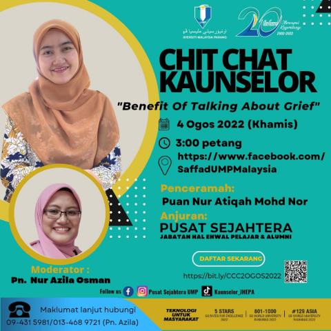 CHIT CHAT KAUNSELOR : BENEFIT OF TALKING ABOUT GRIEF'