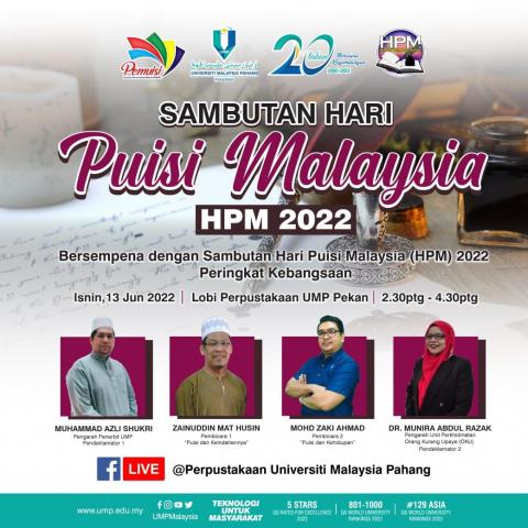 Bersempena dengan Sambutan Hari Puisi Malaysia (HPM) 2022 Peringkat Kebangsaan