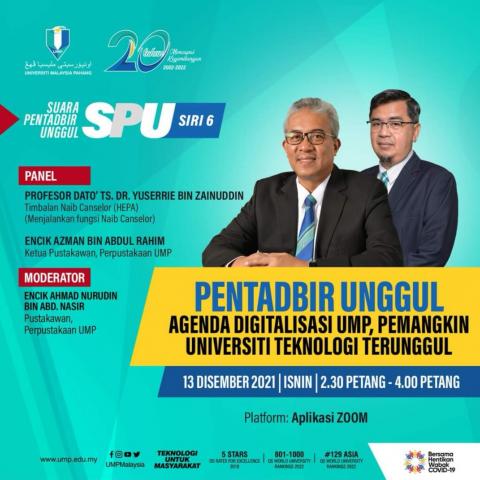 Bersama Prof. Dato Ts. Dr. Yuserrie Zainuddin, Menjalankan Fungsi Naib Canselor & Encik Azman Abdul Rahim, Ketua Pustakawan UMP
