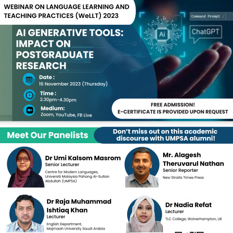 WEBINAR ON LANGUAGE LEARNING & TEACHING  PRACTICES 2023 | WeLLT 2023