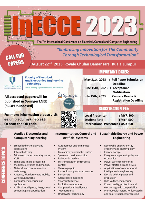 7th International Conference on Electrical, Control, and Computer Engineering (InECCE 2023)